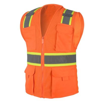 Xe máy có khả năng hiển thị cao Áo vest an toàn màu cam Quần áo nhiều túi