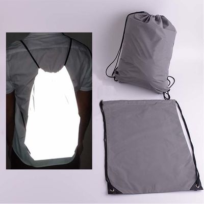 Hình ba chiều Hi Vis Ba lô phản quang Ánh sáng đi xe đạp Polyester tái chế Dây rút mua sắm thể thao đồng bằng