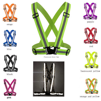 Đai phản quang xe máy đàn hồi Công nhân đi xe đạp Vest có thể điều chỉnh Đen Neon cam