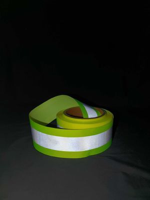 Băng vải phản quang huỳnh quang Ruy băng vải phản quang màu xanh lá cây Ánh sáng cao 5cm