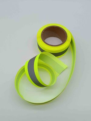 50mm Vải phản quang Băng phản quang màu vàng huỳnh quang Màu xanh lá cây Tùy chỉnh ánh sáng cao Màu đen