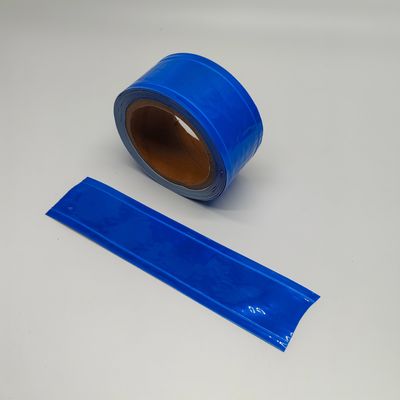 Khả năng hiển thị cao tùy chỉnh được may trên băng phản quang PVC màu xanh cho biển báo giao thông băng an toàn quần áo