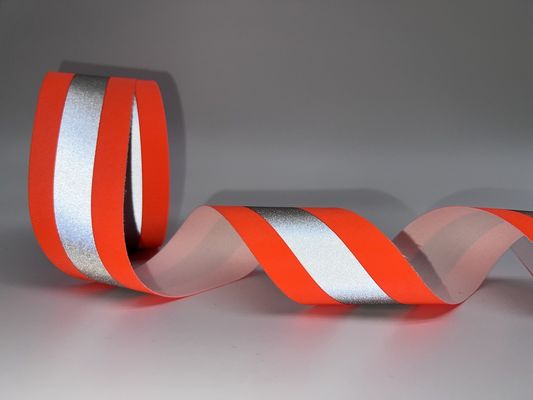Cotton Fire Resistant Reflective Tape 7.5cm Width Sew On Orange-Silver-Orange
