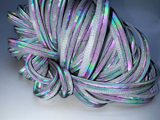 Rainbow Reflective Piping Fabric Strip Edgeing Braid Trim Cụm trên quần áo
